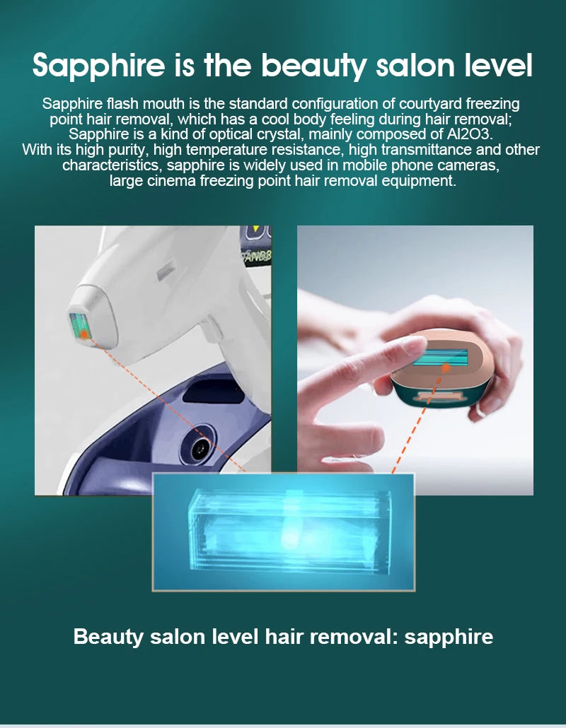 Salon Level Sapphire Freezing Point Hair Remover Portable High Energy IPL Hair Removal Device With Digital Display